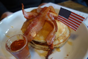 Pancake stack with bacon