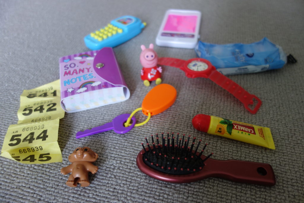 the contents of the bag of a 4 year old girl