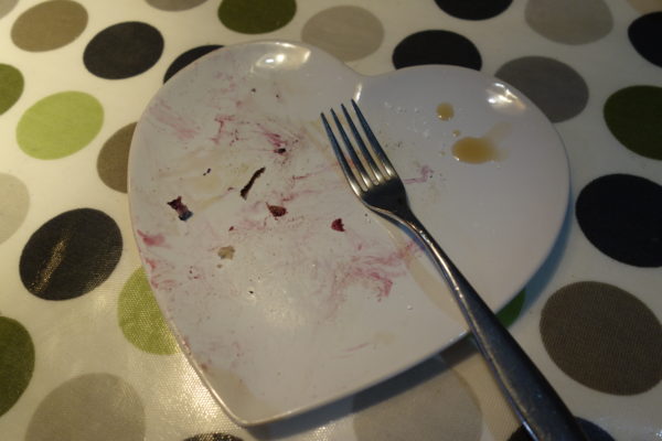 Empty plate after blueberry pancake
