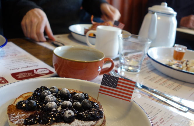 American pancakes with blueberry