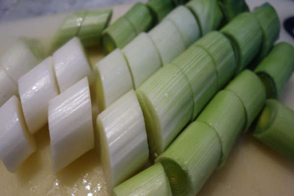 leeks cut in 2cm diagonals for one tray chicken pesto family recipe