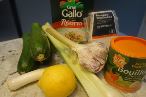 ingredients for courgette risotto recipe